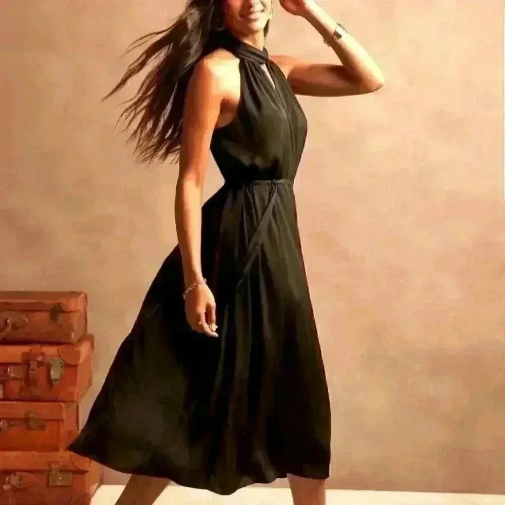 Bananarepublic Twist-Neck Satin Dress